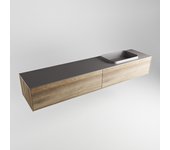Mondiaz erin 200cm mueble de baño dark brown grey con 2 cajones. con lavabo ridge derecho 1 orificio dark grey