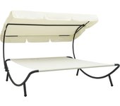 Sofá cama de exterior con dosel blanco crema