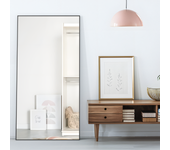 Espejo de cuerpo entero, de pie, colgante, espejo de piso grande con marco de aleación de aluminio negro para sala de estar y dormitorio
