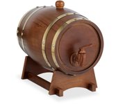 Relaxdays barril madera con grifo y base, barrica 2,2 l, dispensador de whisky, vino, sidra, licores, marrón oscuro