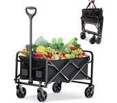 Carrito playa plegable, ruedas todoterreno, asa ajustable, 120kg, para jardín/compras