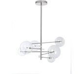 Lámpara techo plata cromada con 6 bolas de cristal transparente
