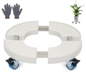 Posavasos blanco estable para plantas, posavasos redondo móvil para exteriores de 38 cm a 52 cm