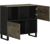 Aparador | aparador de comedor | armario de cocina negro 80x33x75 cm madera maciza mango cfw62495
