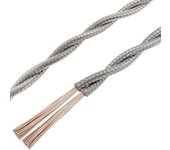 Cable eléctrico retro trenzado de color gris plata 2x0.75mm 25m