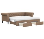 Sofá cama nido con cajones cuero sintético cappuccino 90x200 cm