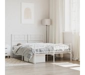 Estructura de cama de metal con cabecero/pie de cama blanco 135x190cm