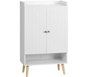 Armario de zapatos homcom melamina de madera, madera de pino blanco 60x33x100 cm 837-292v01wt