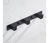 Perchero de baño de acero inoxidable negro con gancho para toallas (3 ganchos negros)