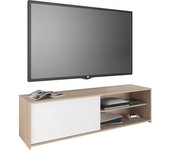 Mueble de tv trevo salón comedor con puerta corredera moderno en color roble jackson y blanco 155x43x40 cm