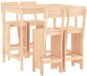 Set de mesa y taburetes altos jardín 5 pzas madera maciza pino
