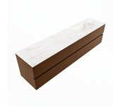 Mondiaz vica dlux 200cm mueble de baño color rust con 4 cajones. con lavabo cloud derecho sin orificios color ostra