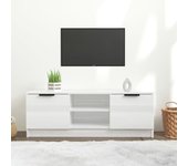 Mueble de tv madera contrachapada blanco brillo 102x35x36,5 cm