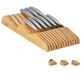 Relaxdays organizador de 13 cuchillos para cajones de cocina, reposacuchillos, bloque bambú natural, 5x17x40cm, marrón
