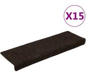 Alfombrilla de escaleras 15 piezas | alfombras de escalera | tapetes de escalera tela punzonada marrón 65x21x4cm cfw64997