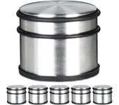 6 topes puerta, acero inoxidable, grandes, gomas protectoras, para puerta pesada, 7,5 x 9,5 x 9,5 cm, color plata