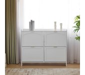 Zapatero moderno con 4 cajones abatibles - 110 x 34 x 90 cm - tablero de partículas - blanco
