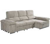 Sofá chaiselongue con arcón derecha alma - beige - 3 plazas - convertible cama - 2 butacas extras