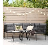 Conjunto de sofás y cojines de jardín de acero textilene negro