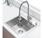 Fregadero cocina 1 seno 50 x 45cm, fregaderos cocina en acero inoxidable, dispensador de jabón tristan