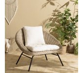 Kally - sillón de kubu con cojín blanco