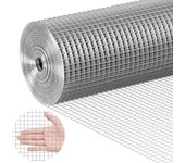Vevor malla de alambre soldada 610mm x 15,24m rollo de malla de alambre galvanizado en caliente 12,7x12,7 mm valla de alambre de gallinero calibre 19