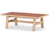 Mesa baja jardin 125x65 de madera y ceramica terracota - bisbal