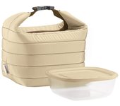 Guzzini set borsa termica con contenitore salvafreschezza on the go, argilla, borsa 22 x 18 x h22 cm, contenitore 19.6 x 19.6 x h7 cm, 1400 cc