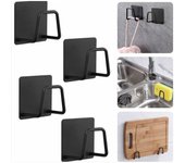 Soporte autoadhesivo para esponja de acero inoxidable, para fregadero de cocina, para cepillo y paño de cocina, color negro, 4 unidades