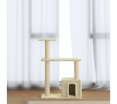 Rascador para gatos de sisal color crema con rascador 70 cm