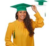 Relaxdays pack 2 birretes graduación, sombreros para graduados, con borla, sin año, mestría, doctorado o colegio, verde