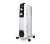 Orbegozo radiador de aceite rf 1000, 5 elementos, termostato regulable, 2 potencias de calor, ruedas pivotantes, recogecables, 1000 w