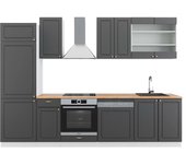 Vicco mueble de cocina fame-line, antracita-oro/blanco, 300 cm , et roble