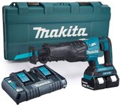 Sierra de sierra 36 v => 2 x 18 v li-ion 5 ah makita - 2 baterías, cargador, maletín - djr360pt2