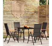 Juego de comedor para jardín 5 piezas，conjunto de comedor de exterior，conjunto de jardín negro cfw754414