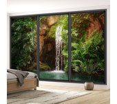 Papel pintado panorámico trampantojo ventanal - cascada