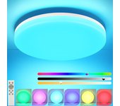 Nettlife lámpara de techo led diámetro 28 cm lámpara de dormitorio con control remoto 24 w rgb lámpara de lámpara de baño lámpara de plana ip54