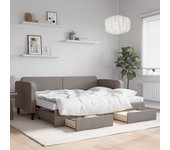 Sofá cama nido y cajones tejido taupe 80x200 cm