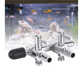 5 piezas de válvula reguladora de flujo de aire para pecera de acero inoxidable, accesorios para bomba de aire de acuario (cabezal doble)