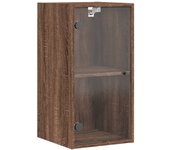 Mueble de almacenaje | mueble de pared puertas de vidrio marrón roble 35x37x68,5 cm cfw791714
