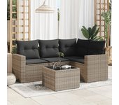 Conjunto de muebles de jardín vidaxl de 5 piezas con cojines grises de mimbre