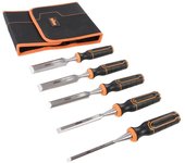 Triton 823149 scalpello per legno, nero/arancione, 6-12 mm, set di 5 pezzi
