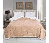 Haradeco manta borreguito jacquard 3d mariposa, manta sherpa franela 100% poliester para sofá cama(beige, 220x240cm)