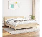 Somier de láminas con colchón crema 180x200 cm tela
