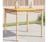 Mesa de jardín beige vidaxl 80x80x75 cm de mimbre de resina y madera de acacia
