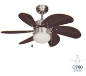 Ventilador de techo modelo aral color wengue níquel satinado potencia 50w aspas ø76cm edm