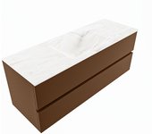 Mondiaz vica dlux 130cm mueble de baño color rust con 2 cajones. con lavabo cloud centro sin orificios color ostra