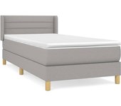 Cama con somier tapizado y colchón de tela gris claro 90x200 cm