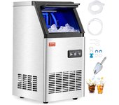 Vevor máquina de hielo autónoma, producción 45,4 kg/24 h, almacenaje 7,3 kg, 36 cubitos en 15 min, pantalla led, función autolimpiante, bar, oficina