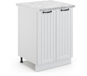 Vicco mueble bajo de cocina fame-line, blanco casa de campo, 60 cm , et mármol
